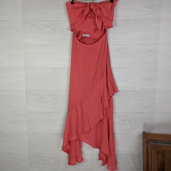 Flynn Skye Dresses & Skirts - Flynn Skye Michelle Tie Front Maxi Ruffle Dress